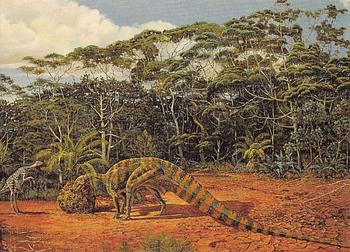 1993 Canadian Museum of Nature Series 1 Prehistoric Animals #55 Microvenator & Tenontosaurus Front