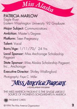 1994 Miss America Pageant Contestants #2 Patricia Marlow Back