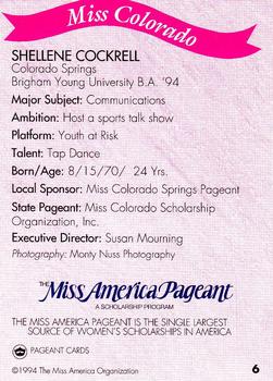 1994 Miss America Pageant Contestants #6 Shellene Cockrell Back