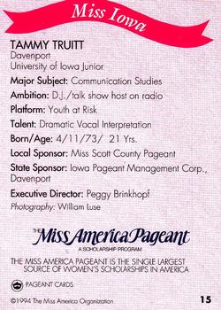 1994 Miss America Pageant Contestants #15 Tammy Truitt Back