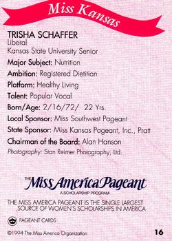 1994 Miss America Pageant Contestants #16 Trisha Schaffer Back