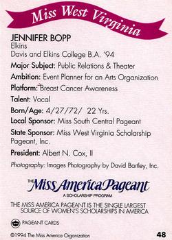 1994 Miss America Pageant Contestants #48 Jennifer Bopp Back