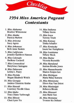 1994 Miss America Pageant Contestants #51 Checklist Front