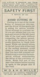1934 Wills's Safety First #5 Avoid Cutting In Back