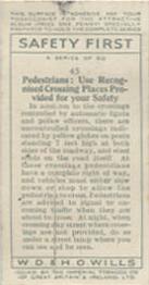 1934 Wills's Safety First #45 Pedestrians: Use Recognised Crossing Places Provided For Your Safety Back