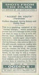 1936 Ogden's Shots From the Films #1 Herbert Marshall / Sylvia Sidney / Phillip Reed Back