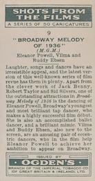 1936 Ogden's Shots From the Films #9 Eleanor Powell / Vilma Ebsen / Buddy Ebsen Back