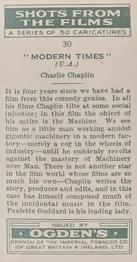 1936 Ogden's Shots From the Films #30 Charlie Chaplin Back