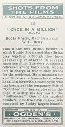 1936 Ogden's Shots From the Films #33 Buddy Rogers / Mary Brian / W.H. Berry Back