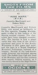 1936 Ogden's Shots From the Films #40 Jeanette MacDonald / Nelson Eddy Back