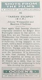 1936 Ogden's Shots From the Films #46 Johnny Weissmuller / Maureen O'Sullivan Back