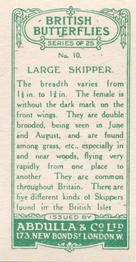 1935 Abdulla British Butterflies #10 Large Skipper Back