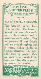 1935 Abdulla British Butterflies #14 Silver-Washed Fritillary Back