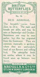 1935 Abdulla British Butterflies #16 Red Admiral Back