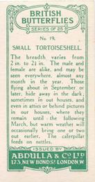 1935 Abdulla British Butterflies #19 Small Tortoiseshell Back