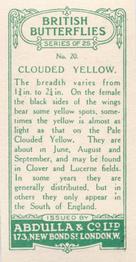 1935 Abdulla British Butterflies #20 Clouded Yellow Back