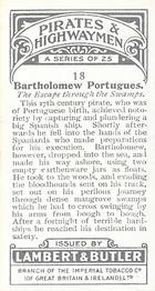 1925 Wills's Pirates & Highwaymen #18 Bartholomew Portugues Back