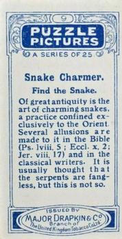 1926 Major Drapkin & Co. Puzzle Pictures (Small) #9 Snake Charmer Back