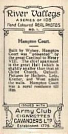 1926 Cavanders Army Club Cigarettes River Valleys (Small) #1 Hampton Court Back