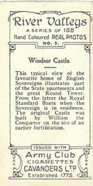 1926 Cavanders Army Club Cigarettes River Valleys (Small) #5 Windsor Castle Back