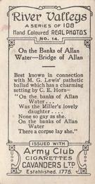 1926 Cavanders Army Club Cigarettes River Valleys (Small) #14 On the Banks of Allan Water - Bridge of Allan Back