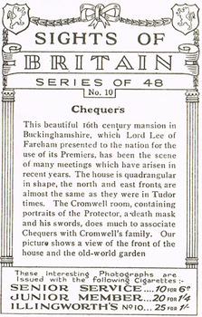 1936 Pattreiouex Sights of Britain #10 Chequers Back