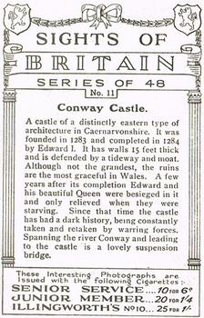 1936 Pattreiouex Sights of Britain #11 Conway Castle Back
