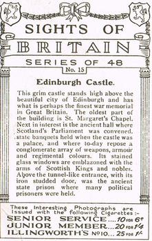 1936 Pattreiouex Sights of Britain #15 Edinburgh Castle Back