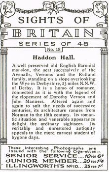 1936 Pattreiouex Sights of Britain #18 Haddon Hall Back