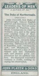 1925 Player's Leaders of Men #31 Duke of Marlborough Back