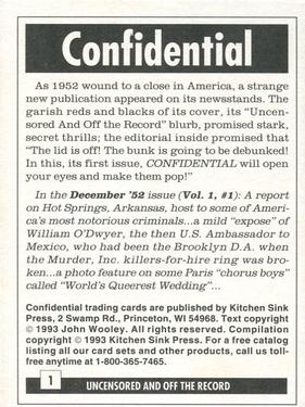 1993 Kitchen Sink Press Confidential #1 Exposed Love in the U.N. Back