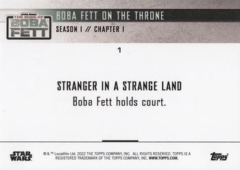 2022 Topps Now Star Wars: The Book of Boba Fett #1 Boba Fett on the Throne Back