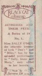 1926 Carreras Actresses and Their Pets #1 Sally O'Neil Back