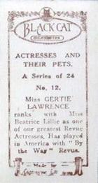1926 Carreras Actresses and Their Pets #12 Gertie Lawrence Back