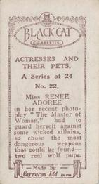 1926 Carreras Actresses and Their Pets #22 Renee Adoree Back