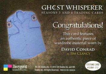 2010 Breygent Ghost Whisperer Seasons 3 & 4 - Costumes #G3&4-C12 David Conrad Back