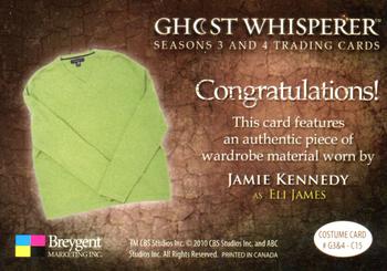 2010 Breygent Ghost Whisperer Seasons 3 & 4 - Costumes #G3&4-C15 Jamie Kennedy Back