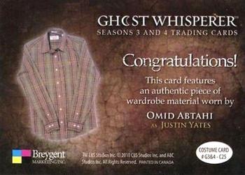 2010 Breygent Ghost Whisperer Seasons 3 & 4 - Costumes #G3&4-C25 Omid Abtahi Back