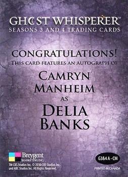 2010 Breygent Ghost Whisperer Seasons 3 & 4 - Autographs #G3&4-CM Camryn Manheim Back