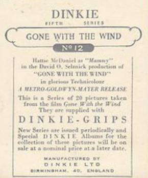 1948 Dinkie Gone With the Wind Series 5 #12 Hattie McDaniel Back