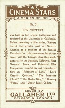 1926 Gallaher Cinema Stars #5 Roy Stewart Back