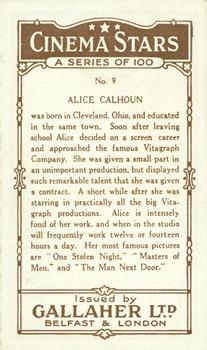 1926 Gallaher Cinema Stars #9 Alice Calhoun Back