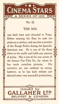 1926 Gallaher Cinema Stars #22 Tom Mix Back