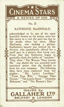 1926 Gallaher Cinema Stars #23 Katherine MacDonald Back