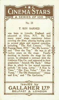 1926 Gallaher Cinema Stars #25 T. Roy Barnes Back