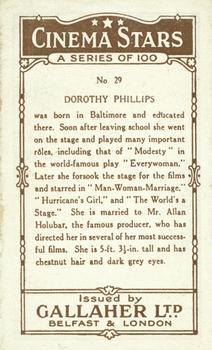 1926 Gallaher Cinema Stars #29 Dorothy Phillips Back