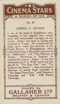 1926 Gallaher Cinema Stars #34 George K. Arthur Back