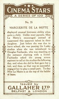 1926 Gallaher Cinema Stars #35 Marguerite De La Motte Back