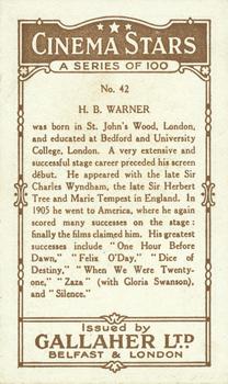 1926 Gallaher Cinema Stars #42 H.B. Warner Back