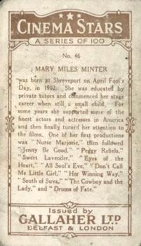 1926 Gallaher Cinema Stars #46 Mary Miles Minter Back